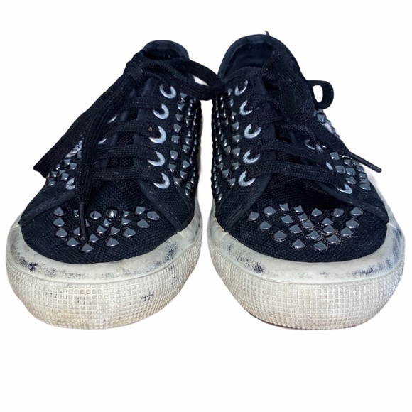 SUPERGA Black & Silver Grommet Distressed Sneakers Size 6.5 - Picture 6 of 13